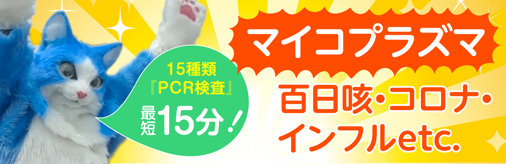 『マイコプラズマ』・百日咳・コロナ・インフルetc. 15種類『PCR検査』最短15分